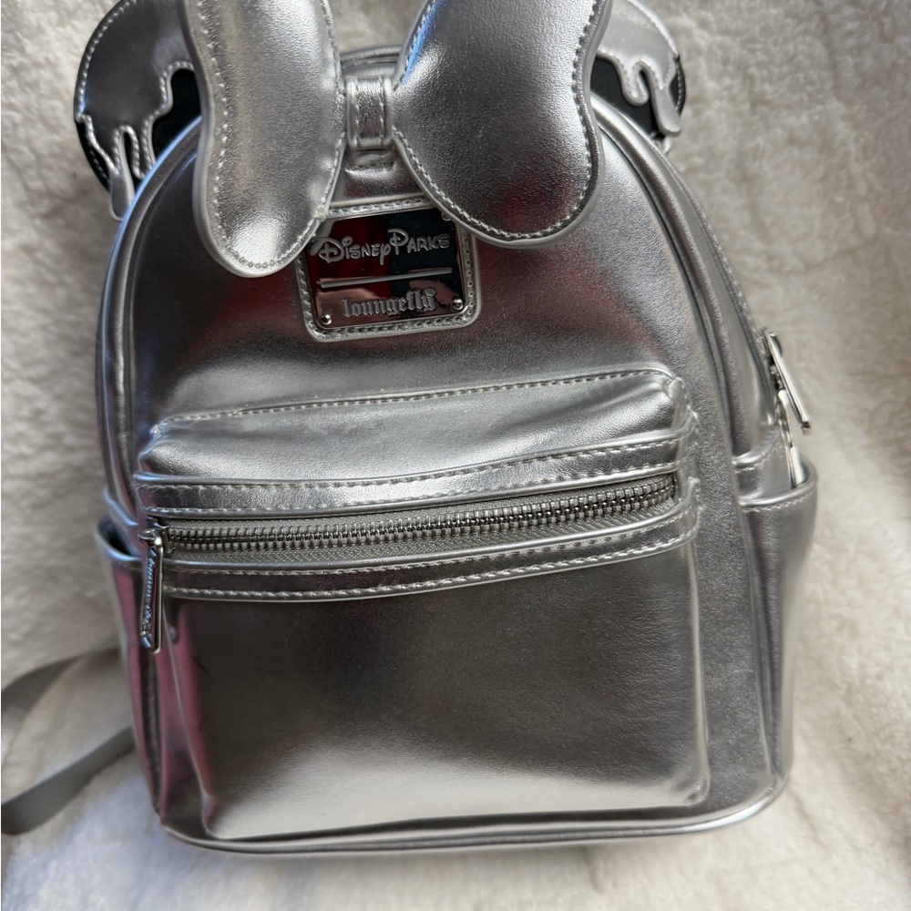 Loungefly Disney Parks Metallic Silver Backpack